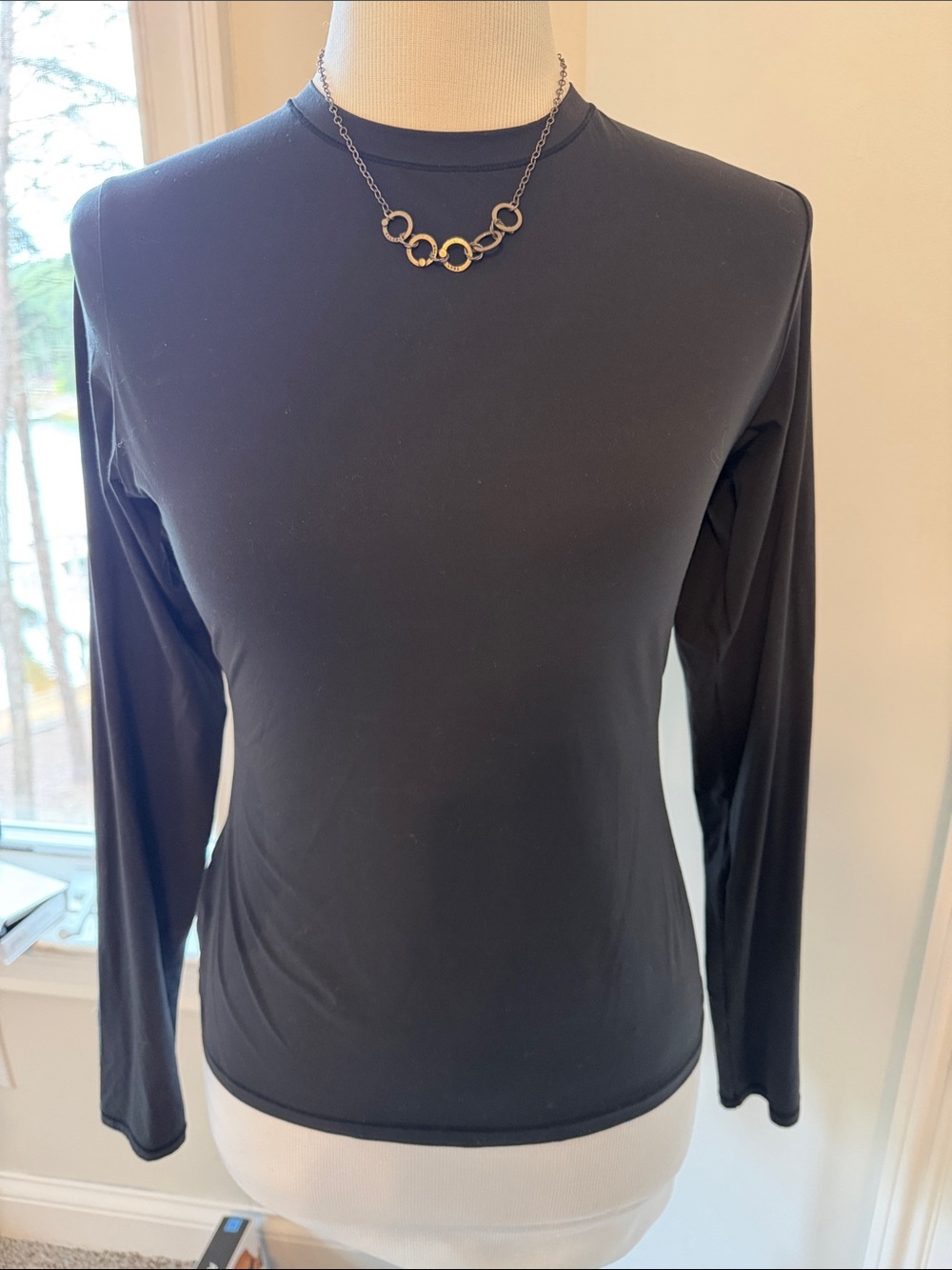 SKIMS Fits Everybody Black Long Sleeve Crewneck Top, Size Large - Picture 3 of 7